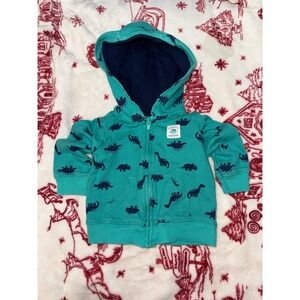 Just One You by Carters Baby Boys Teal Dinosaur Zip Up Hoodie 9M Mighty Handsome